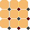 Top Cer Octagon New 4421 OCT14+20-A Ochre Yellow OCTAGON 21/Black 14 + Brick Red 20 Dots 30x30 см Напольная плитка